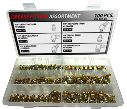 100pc Thread Forming Grease Fitting Assortment