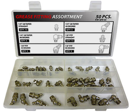 50pc Stainless Steel Grease Fitting Assortment