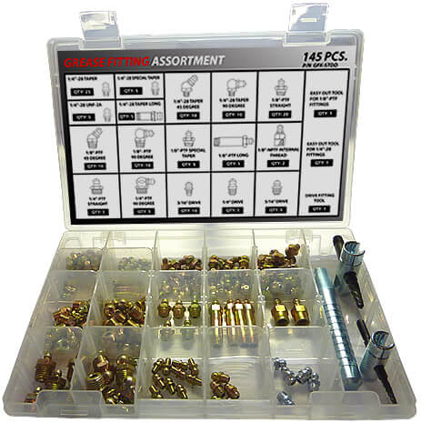 145pc Grease Fitting Assortment with (3) Tools